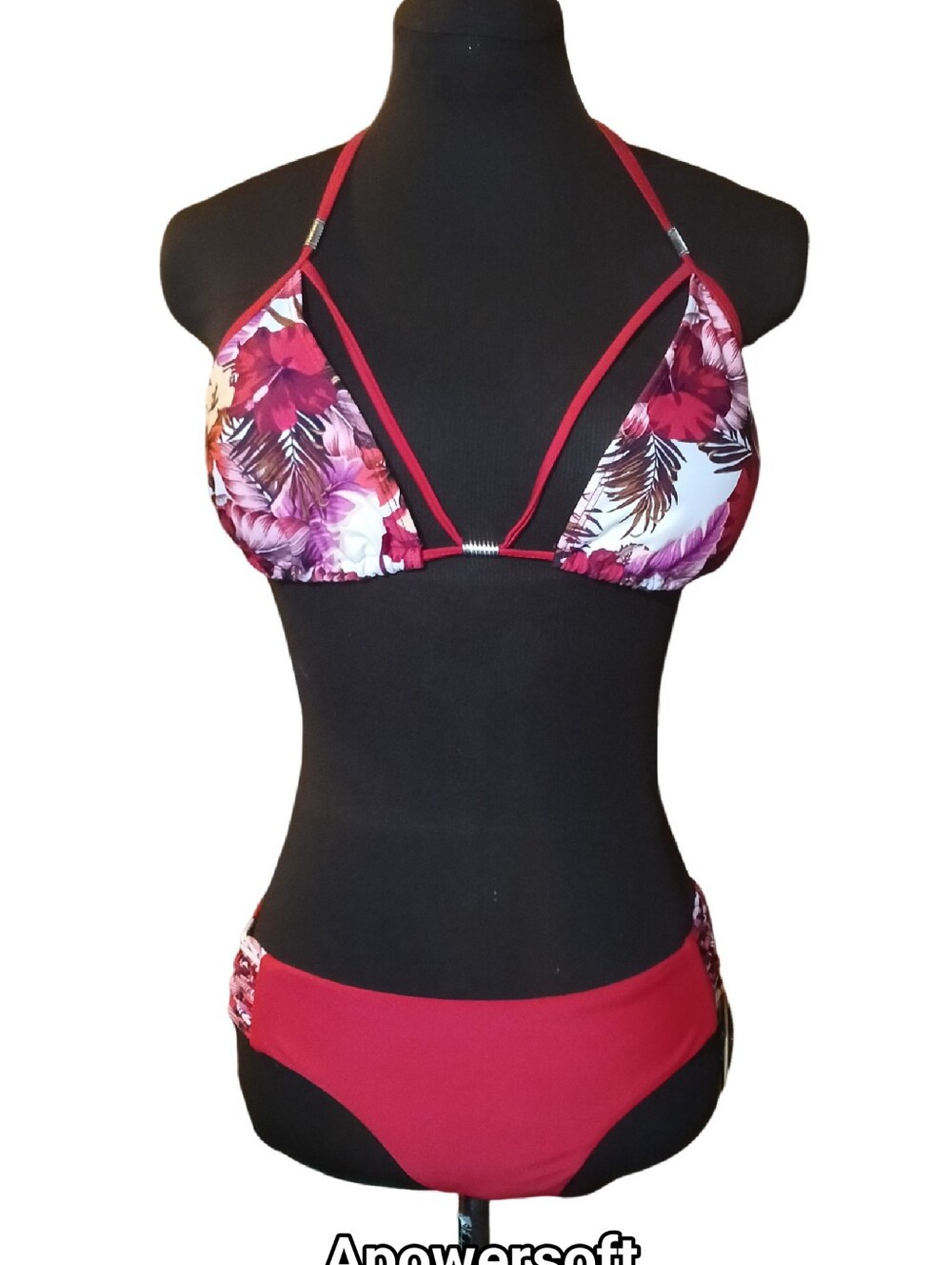 Heat Tropical Floral Bikini Set Multi-Strap Side Detail XL